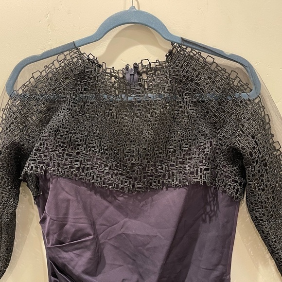 Lela Rose Women's Purple Viscose Sheer Embroidered Midi Dress Size 8 - Picture 6 of 9